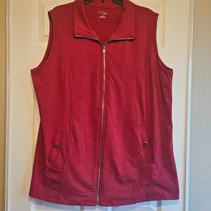 Suprema Studio 1X Red Zip Front Vest | Gold Zipper | Plus Size